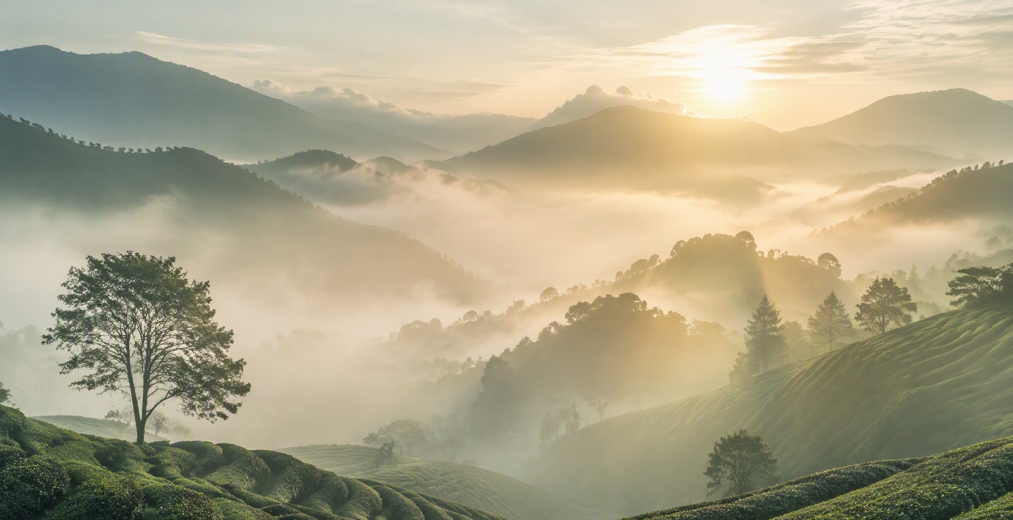 山巒晨霧，光的意象